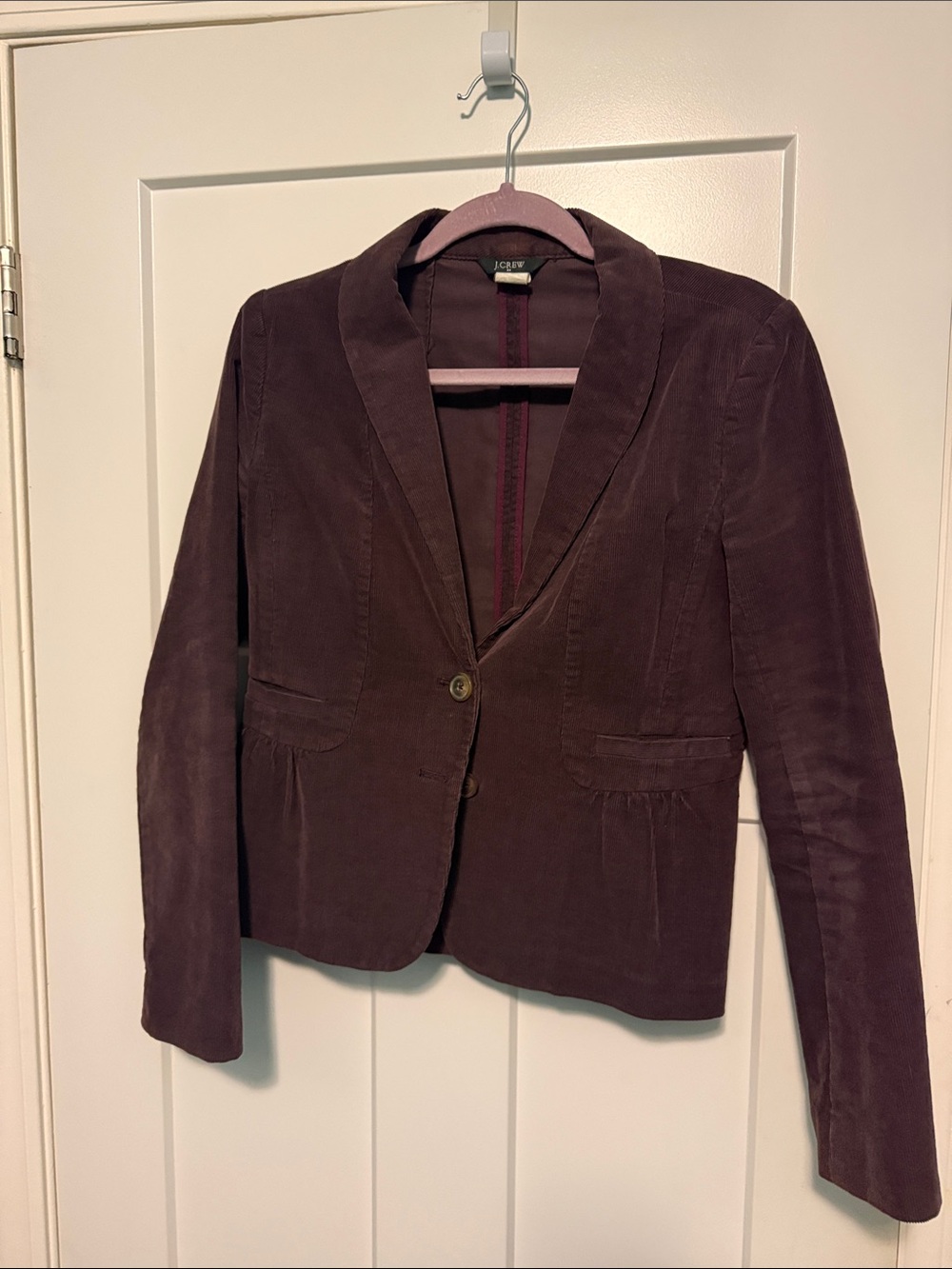 J. Crew Plum Corduroy Single-Button Blazer